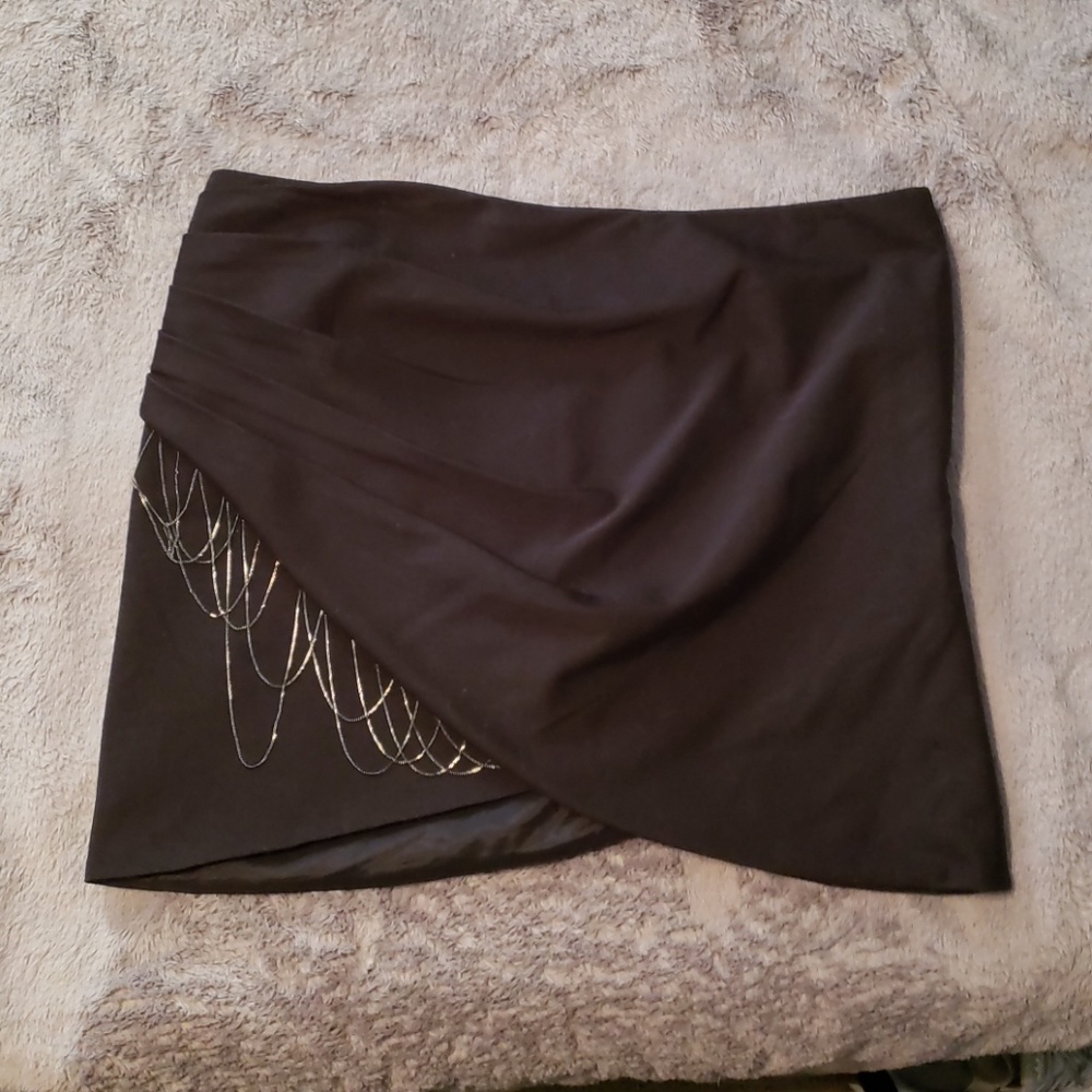 Asymmetrical black mini skirt